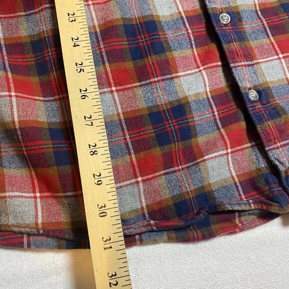 Eddie Bauer Mens TXL tall XL Red Plaid Long Sleeve Button Up FLANNEL Shirt - Picture 6 of 6